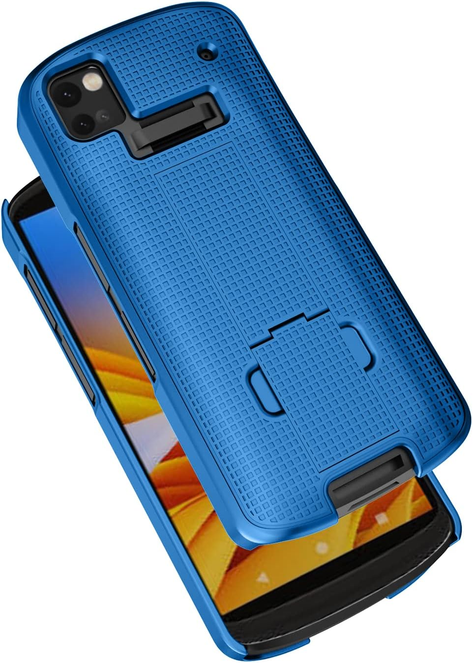 Nakedcellphone Case + Hand Strap Combo for Zebra TC53 TC58 Mobile Computer Scanner, Textured Slim Hard Shell Protector Cover with Kickstand - Cobalt Blue image number 5