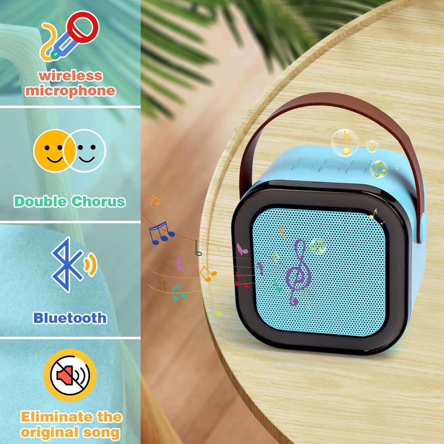 Karaoke Microphone for Kids with Bluetooth Speaker for Kids Toys for Boys and Girls 3-12 Years Old, 5-8 Years Old Boys Gifts (Blue 2 Mic) image number 2