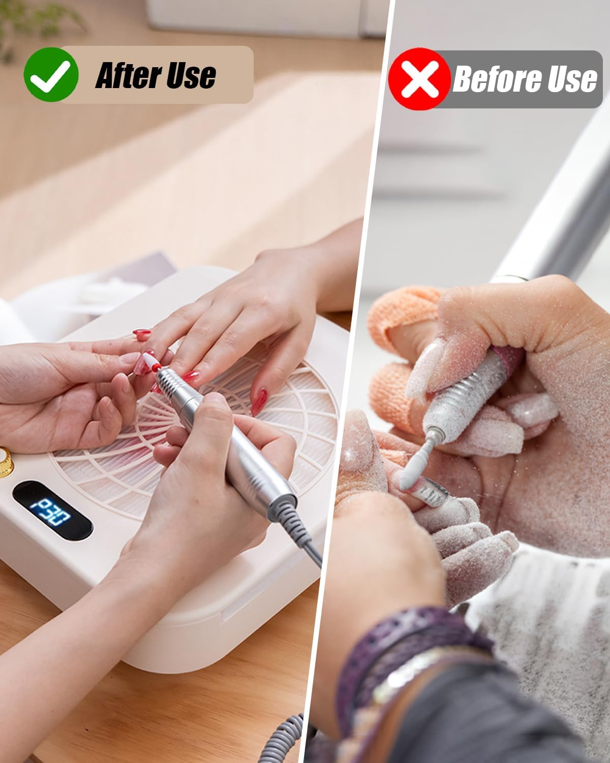 Leopacat Dust Extraction for Nails, Nail Dust Collector, Adjustable Vacuum Cleaner Tool with 2 Filters, 80 W Pour Acrylic Nail Polish in Salon at Home image number 6