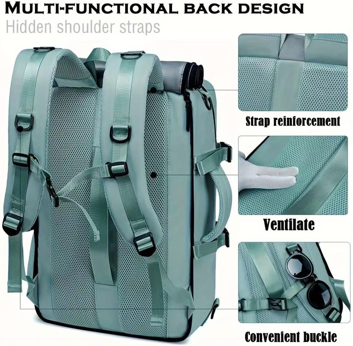 O-TBOST Carry on Travel Backpack Convertible Duffle Backpack Laptop Backpack for Men Women