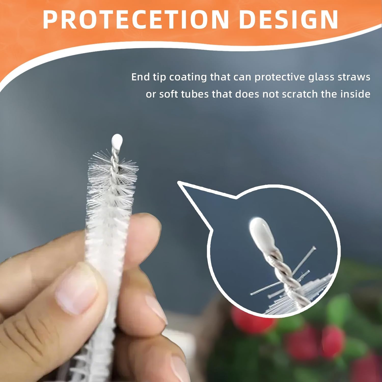 Cleaning Brushes for Reusable Drinking Straws, Set of 5, Long Wire Handle, Reusable Bottle and Straw Cleaner for Stanley Mug, Sippy Cup, Water Bottle and Tubes, Reusable and Flexible image number 4