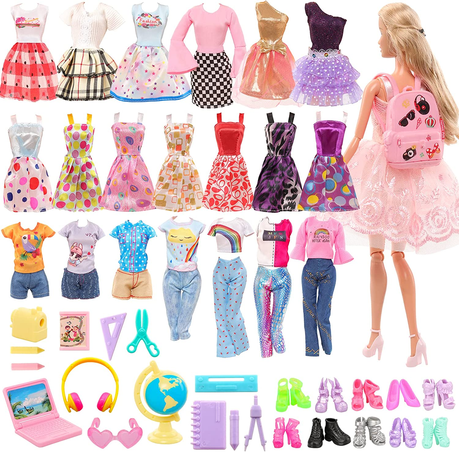 Barwa 11 Clothes Dresses + 10 PCS Shoes + 19 Accessories Selected Randomly for 11.5 Inch 28-30 CM Dolls image number 1