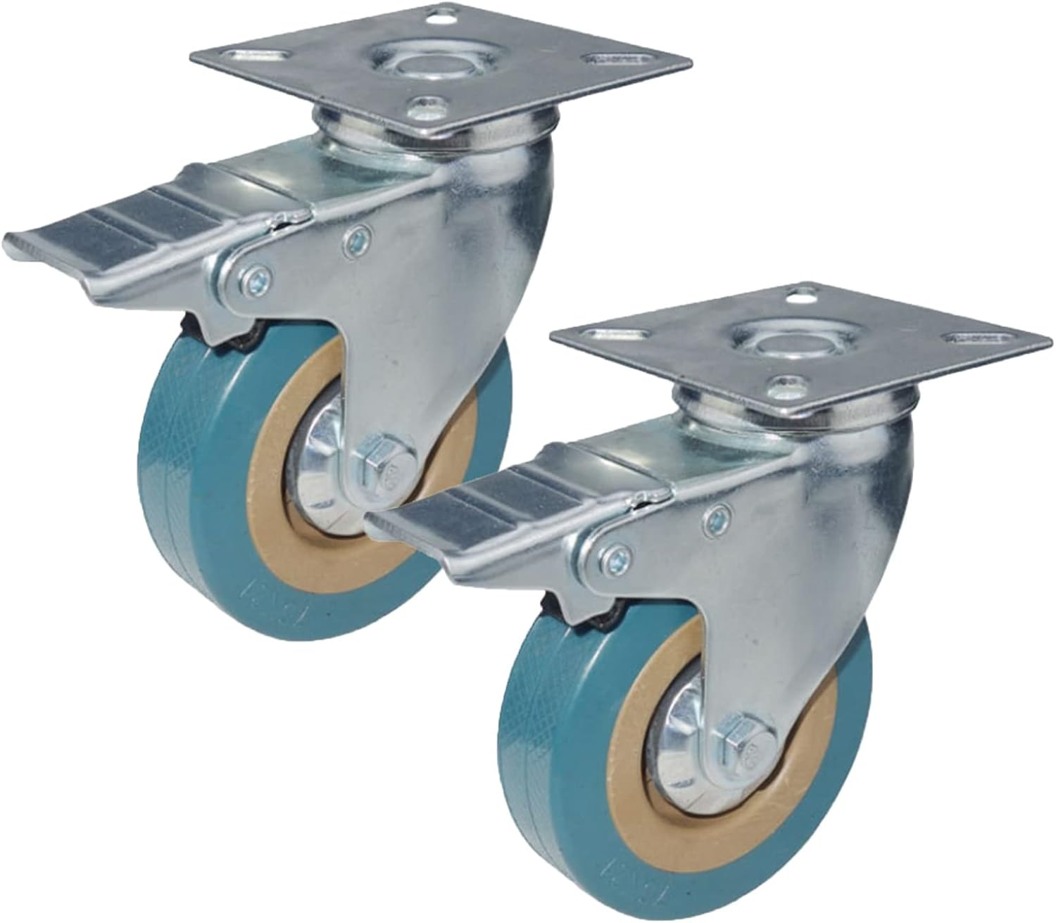 Acbbmns 4Pcs 3 Inch Caster Wheels with Brake, Heavy Duty Swivel Castors No Noise for Furniture Workbench Trolley