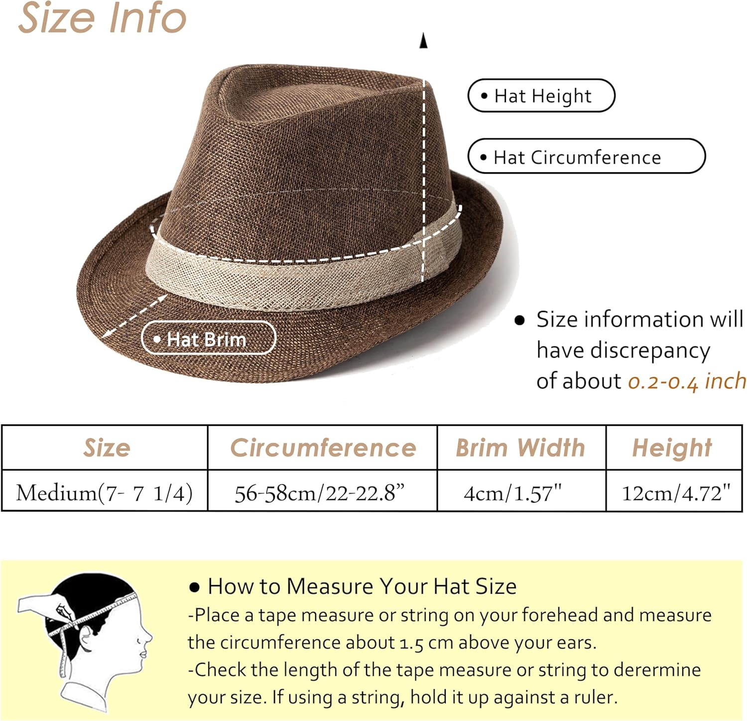 Lisianthus Fedora Hat for Men Panama Trilby Hat Short Brim Summer Sun Hat image number 4