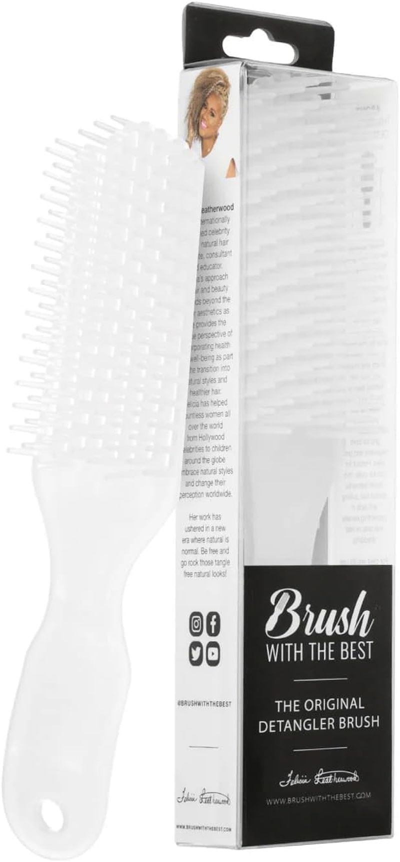 Royal Chocolate Detangler Brush by Felicia Leatherwood - for Kinky, Curly, Wavy 4C or Straight Hair - Tame Your Tangles Smooth Your Coils - Pain Free for All Ages