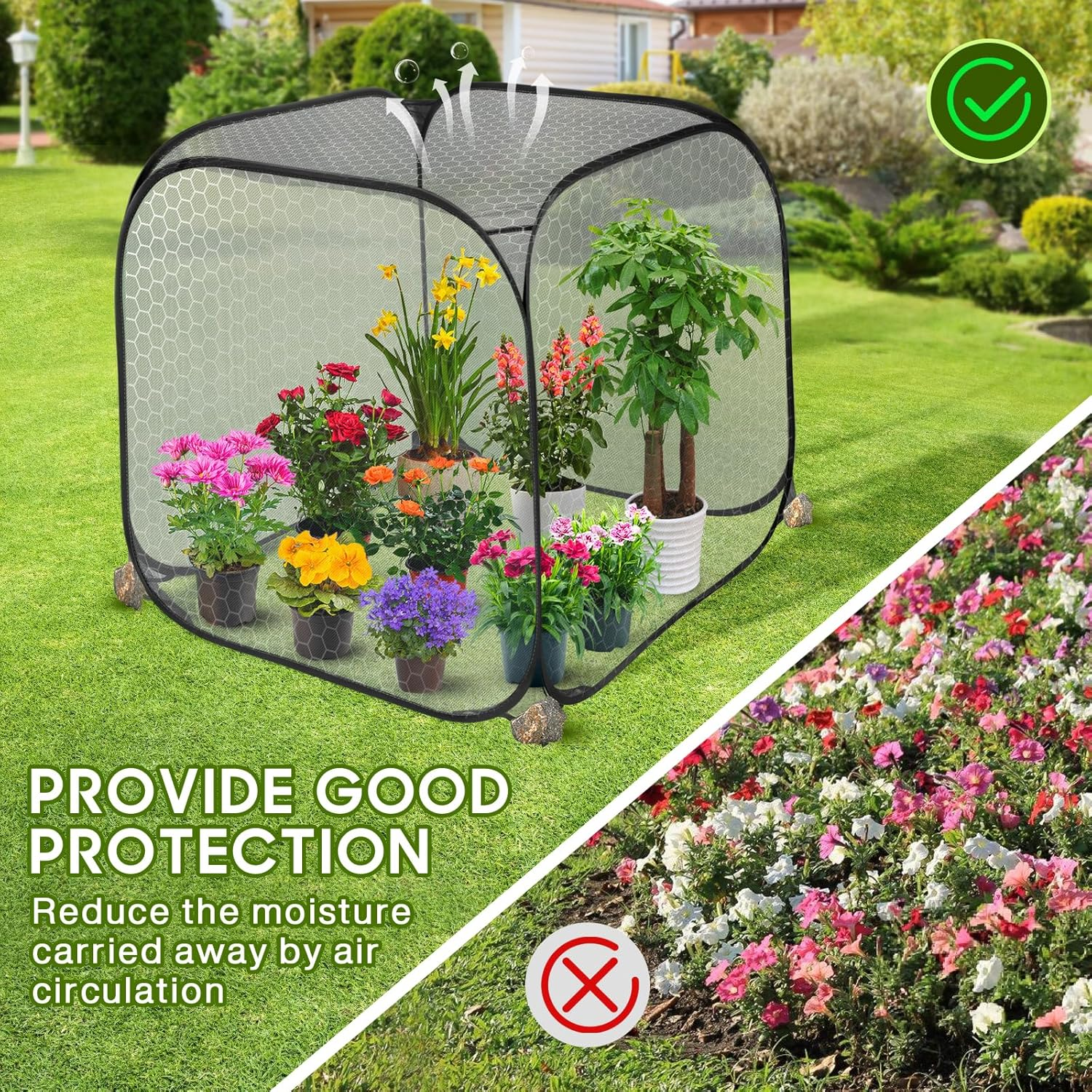 MIAOKE Pop up Mesh Plant Cover, 90&times;90X97 Cm No Build Garden Netting Protection against Insects, Raised Bed Cover for Barrier against Insects for Vegetable Plant Fruit Animals image number 4