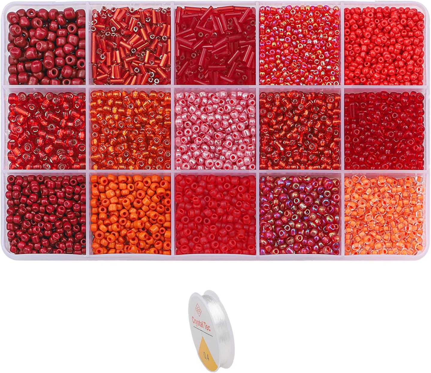 Mix 15 Color Glass Seed Beads .Glass Bugle,Beads Loose Kit for Jewelry Making,Diy Craft Beading, (Green) - Black image number 7