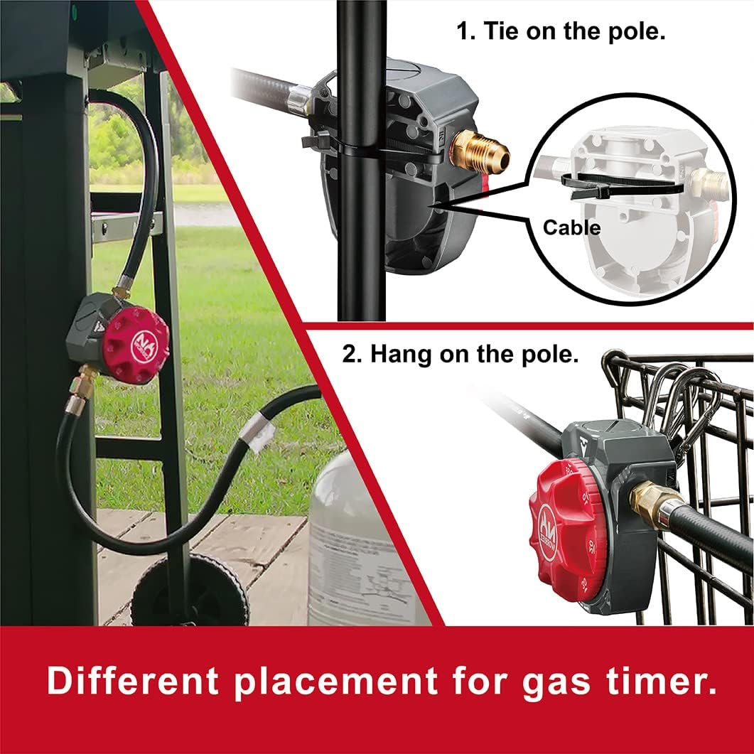 NO WORRIEZ 80,000 BTU Safety Automatic Outdoor BBQ Shut off Mechanical Structure Gas Timer for Propane Grill and Natural Gas Grill(With 3/8'' Flared Assembly Connector and Hose, Patent Pending) image number 1