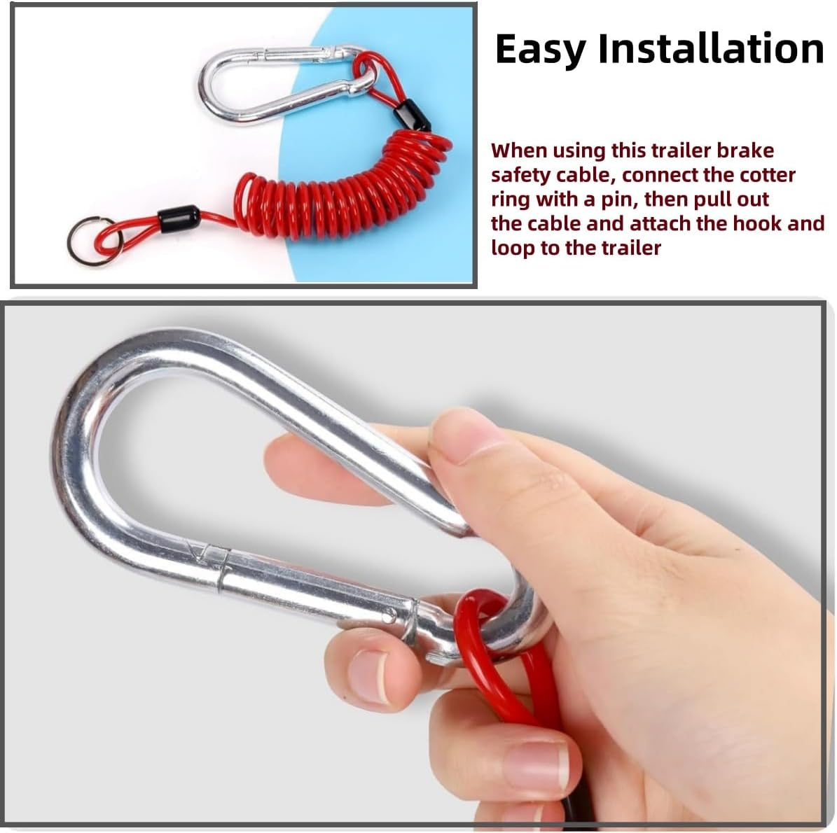 6 Ft Breakaway Trailer Cable, Trailer Brake Safety Cable Spring Towing Coiled Wire, for RV Trailer Emergency image number 1