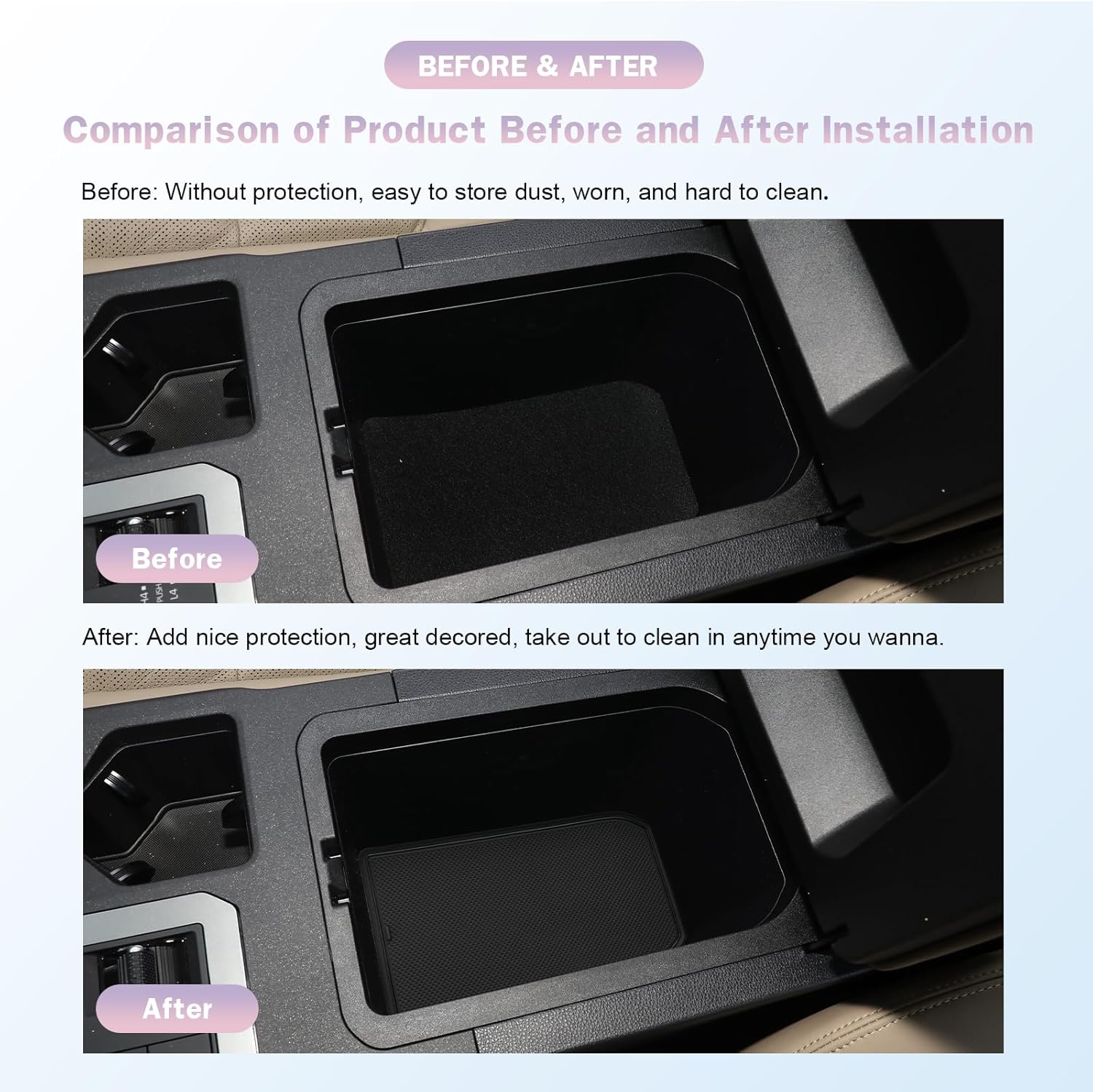 LUWU 18PCS Black Custom Fit Car Interior Liners Fits 2024-2025 Land Cruiser Prado LC250 Land Cruiser 250 Accessories, Anti-Dust Cup Holder Inserts & Door Pocket Mats image number 3