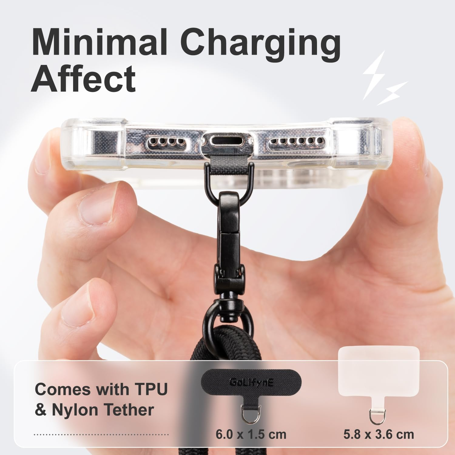 Universal Mobile Phone Lanyard &ndash; Anti-Theft Crossbody Strap with Adjustable Neck Holder & 2 Tether Tabs, Fits Iphone 16 Pro Max & Most Smartphones, Apricot/Gold - Black-Gold/Gold image number 5