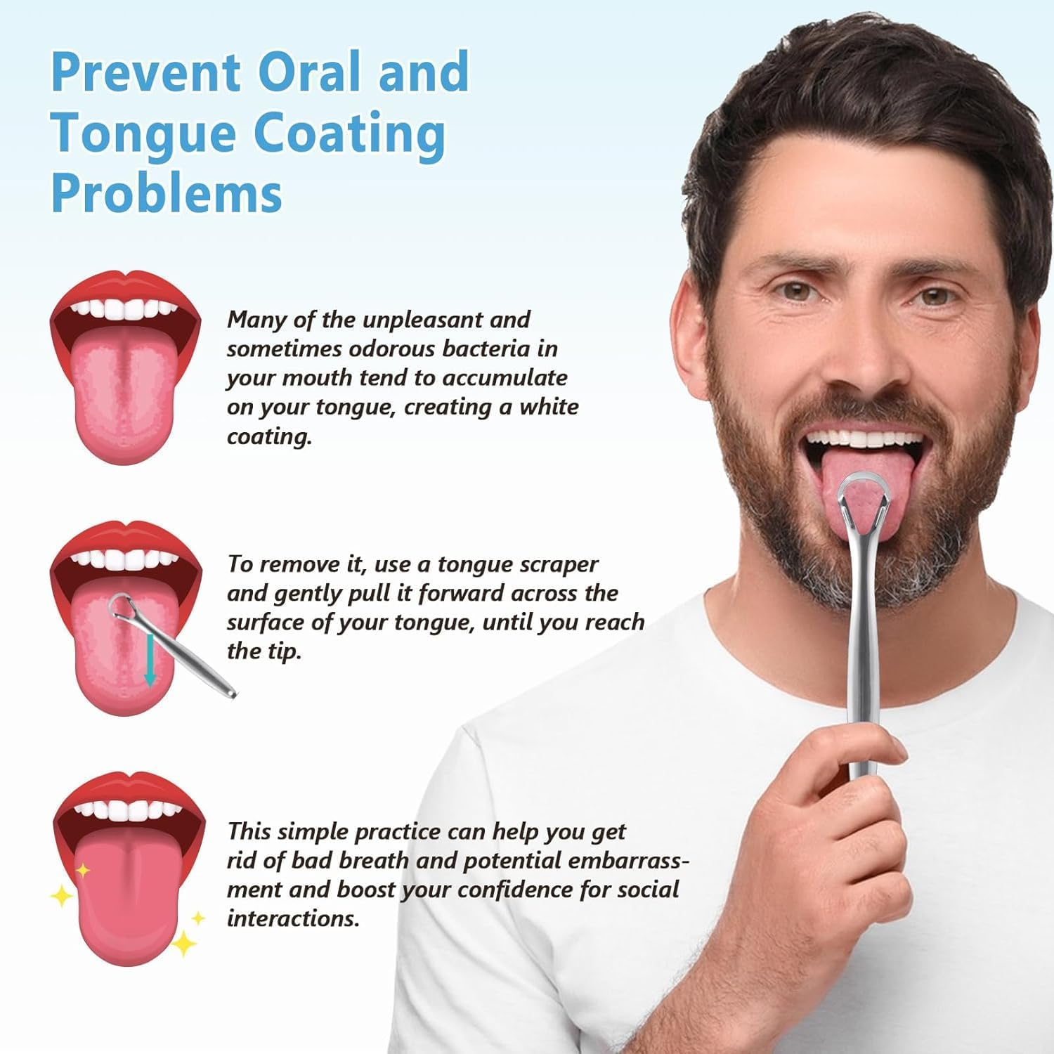 Coconut Pulling & Mint Oil Mouthwash with Tongue Scraper, Natural Coconut & Peppermint Oil-Mouthwash for Oral Care, Supports Teeth Whitening&Fresh Breath image number 4