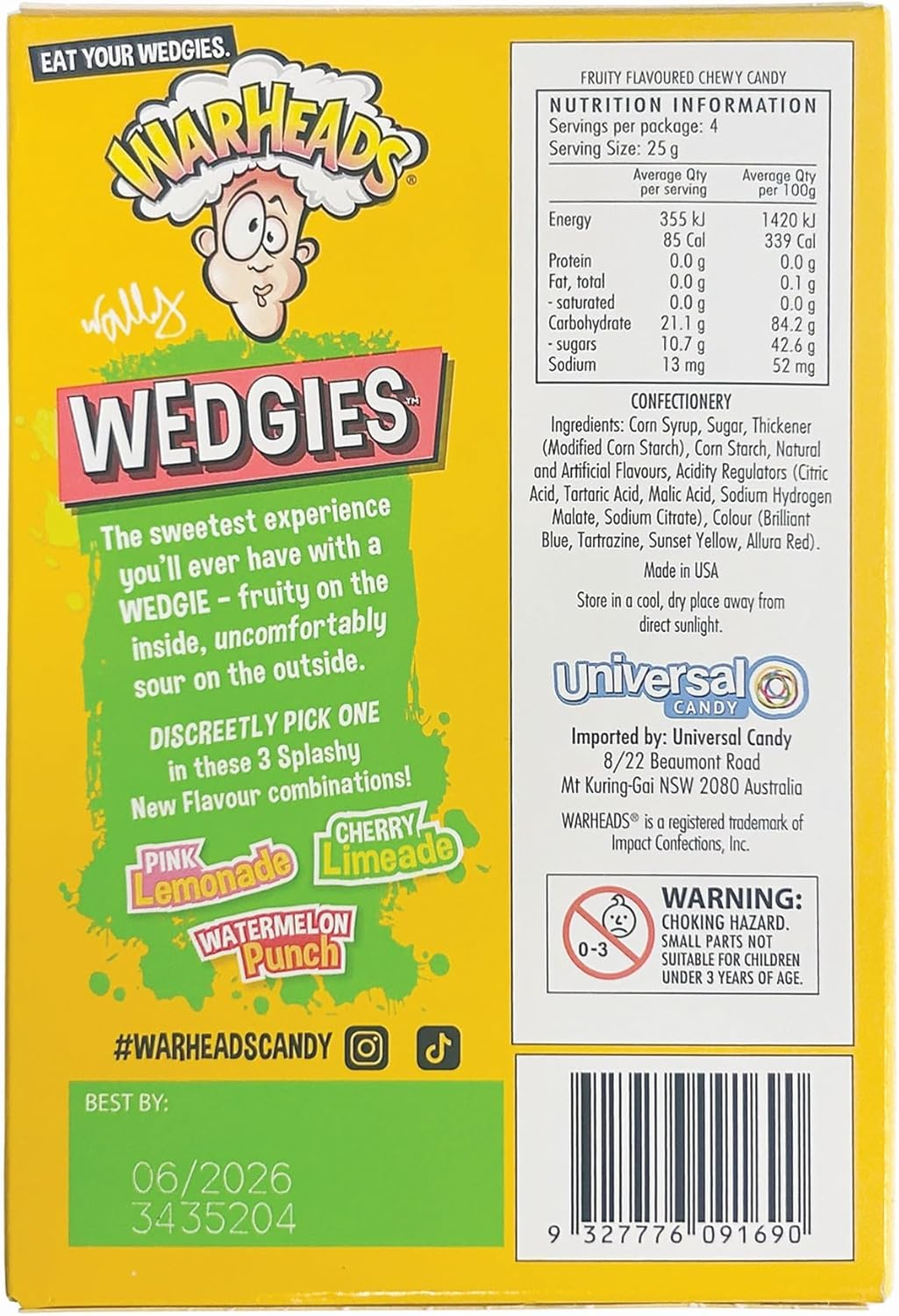 Warheads Wedgies Theatre Box 99G - 99 G (Pack Of 3) image number 3