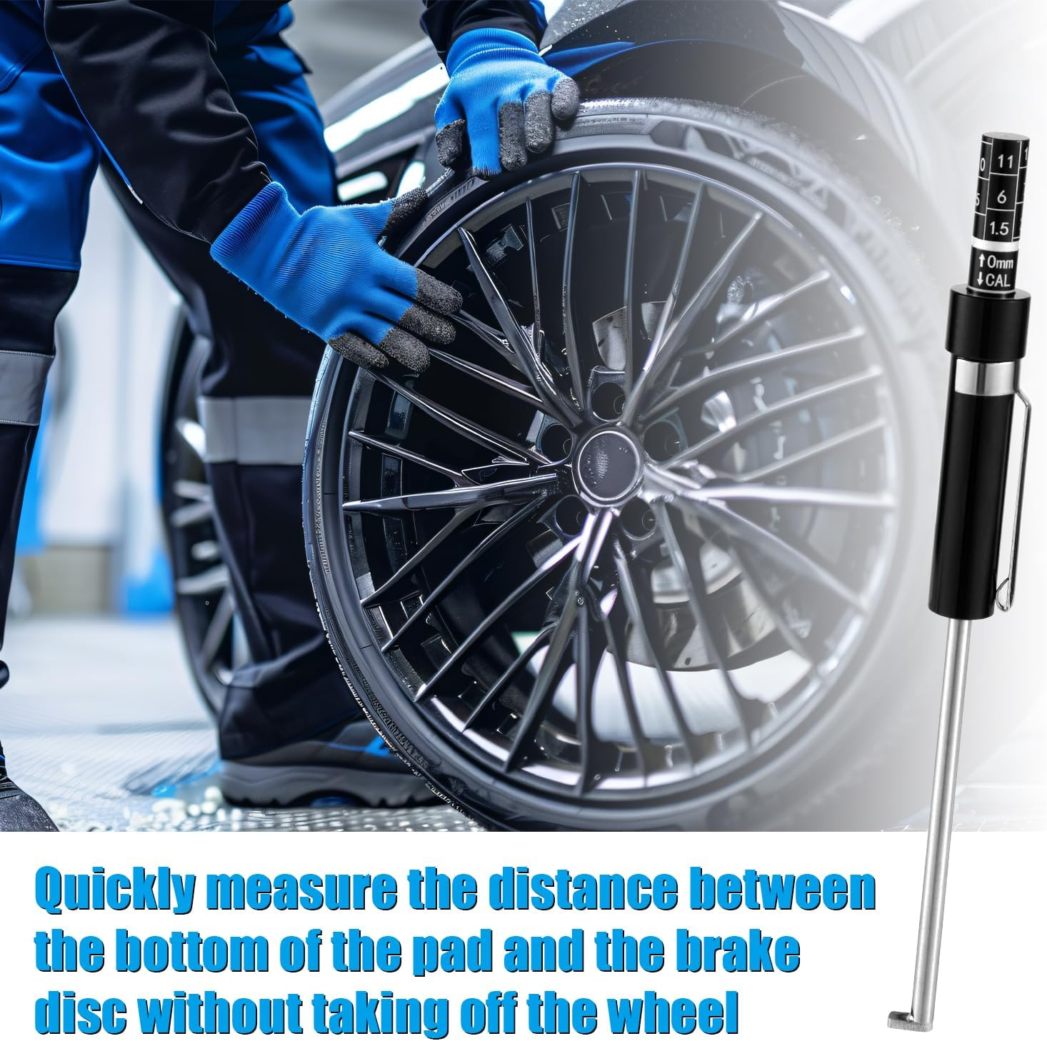 Car Brake Measuring Tool, 5.31X0.51In Brake Pad Thickness Gauge Measure Pen with Scale Brake Pad Tester Brake Pad Gauge for Internal External Brake Pads Measurement(Black) image number 4