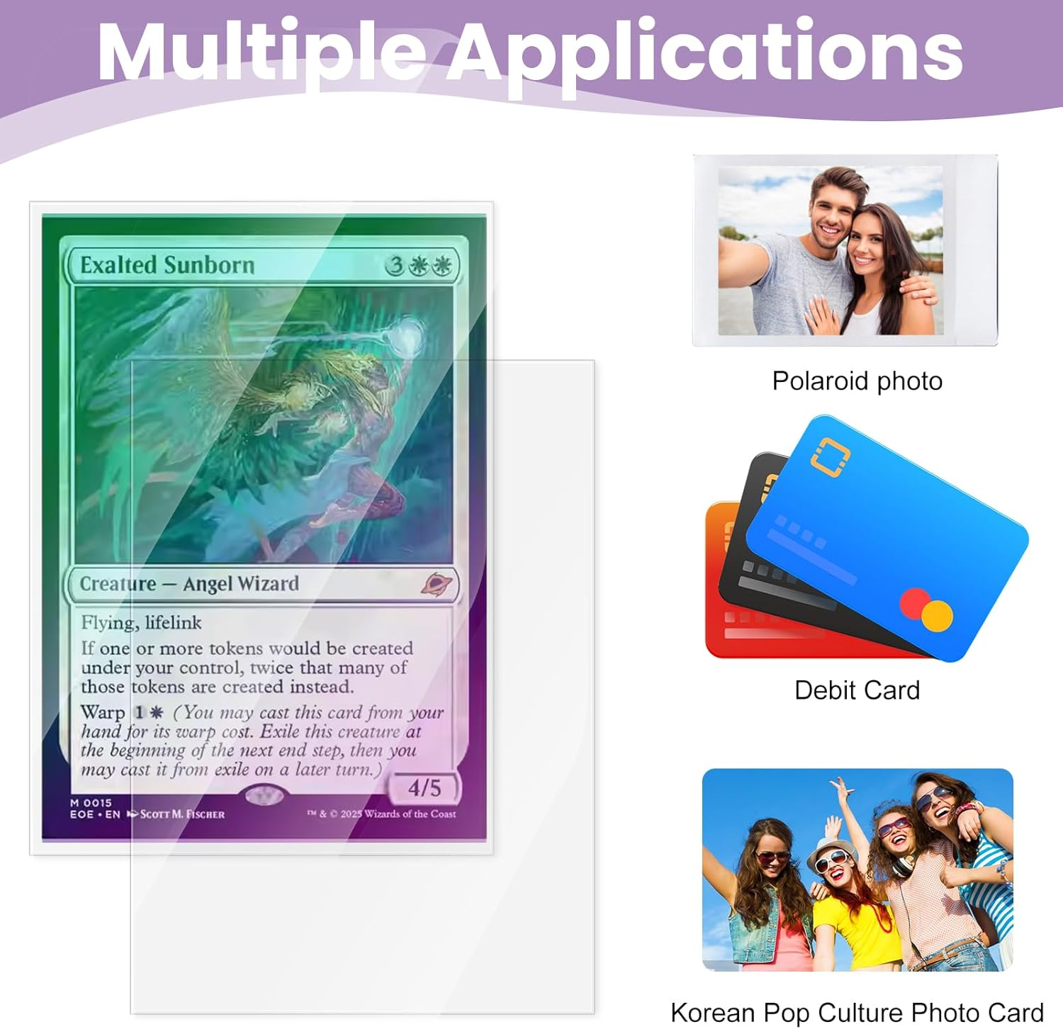 200 Pcs Clear Card Sleeves Standard Size, 66X91Mm Ultra Transparent Protectors for Trading Cards MTG Board Game & Collectibles Storage