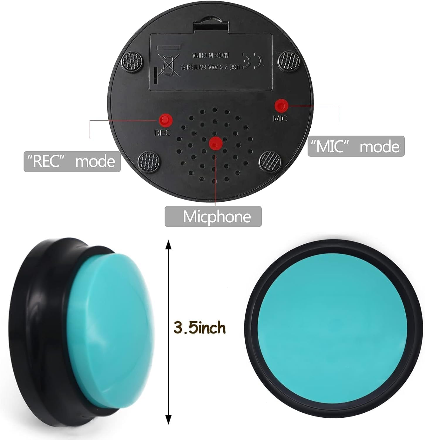 Voice Recording Button, Dog Buttons for Communication Pet Training Buzzer, 30 Second Record & Playback, Funny Study Office Home, 6 Packs image number 2