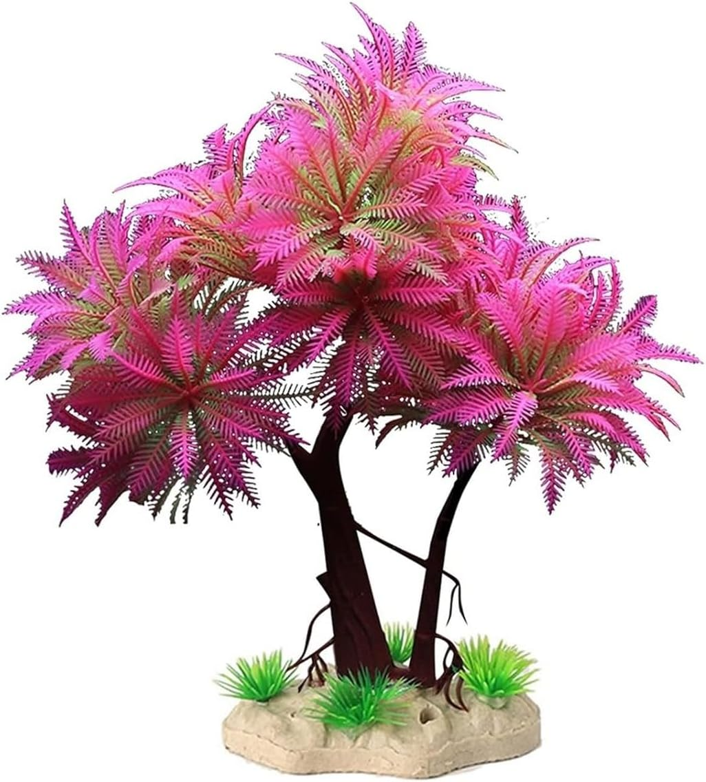 AIMALL Vibrant Aquarium Decor: Fish Tank Simulation Water Plants, Durable Plastic Bonsai Ornaments, Easy Setup, Ideal for Aquascaping, Non-Fading &ndash; 7.48 Inches Tall