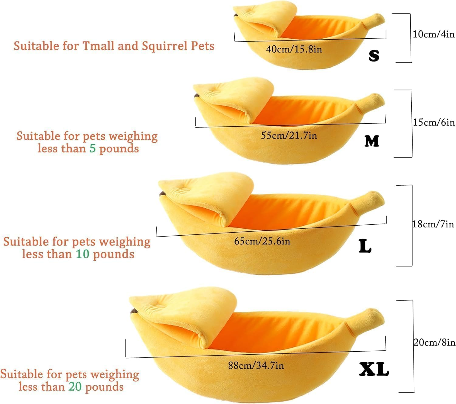 Banana Cat Beds for Indoor Cats, Cat Banana Tent, Banana Boat Bed for Cats, Banana Cat Bed House, Banana Shaped Cat Bed, Banana Bed for Kittens, Cute Banana Cat Bed Kitten Cave Cuddle Bed (Peach,M) image number 4
