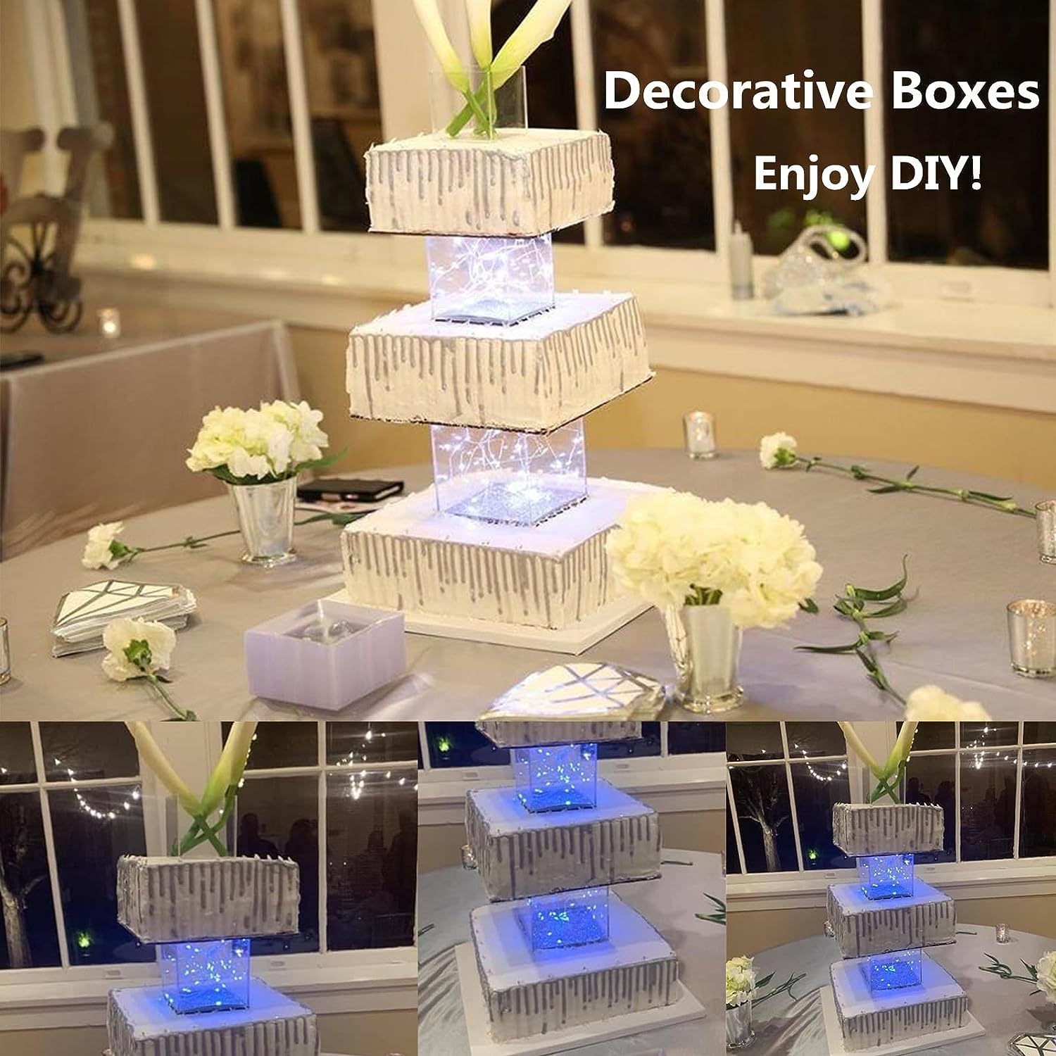 CRUODA Acrylic Display Case,3X3X3&4X4X4&5X5X5 Inches, 3Pc, Display Box, Museum Box Case, Jewelry Book Showcase, Acrylic, Clear, 5 Sided Acrylic Cube image number 4