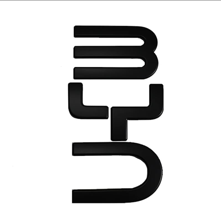 Fits BYD Shark ABS Plastic Front Emblem Blackout Overlay, Matte Black/Glossy Black/Carbon Fiber Texture, 3 Colors Available, Decorative Cover (Bright Black) image number 1