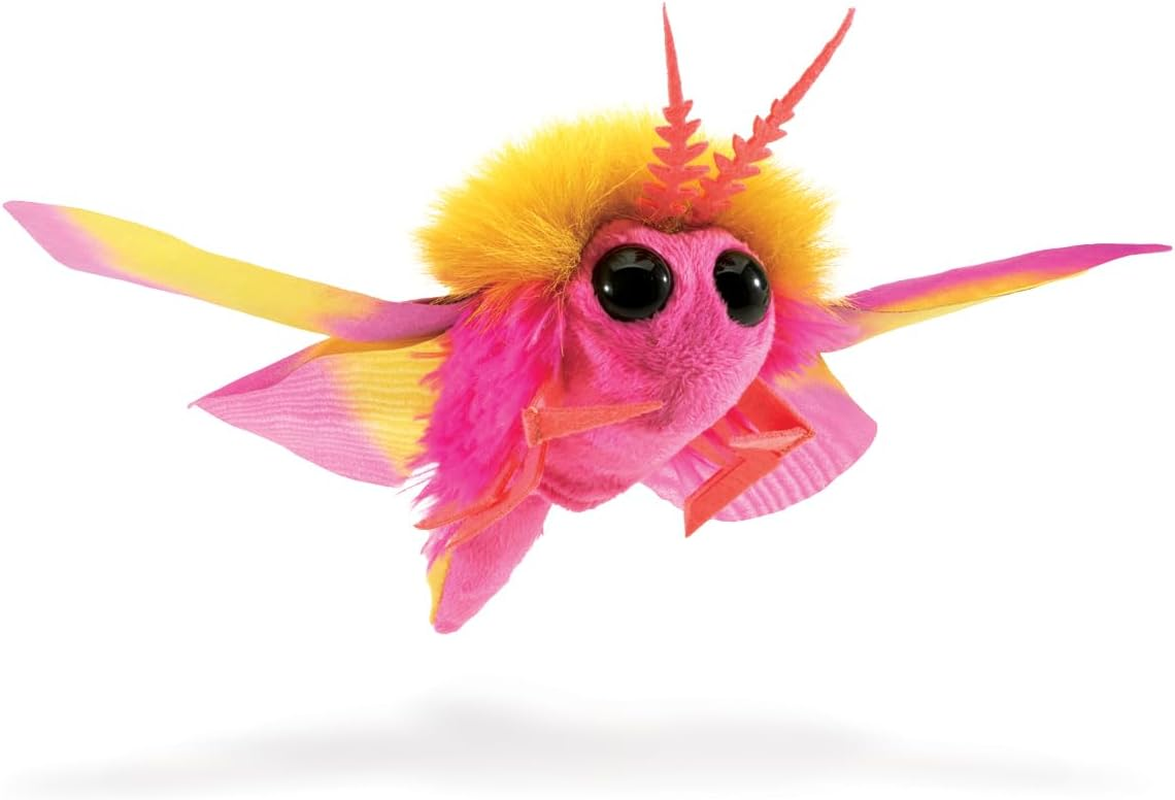 Folkmanis Mini Rosy Maple Moth Finger Puppet image number 1