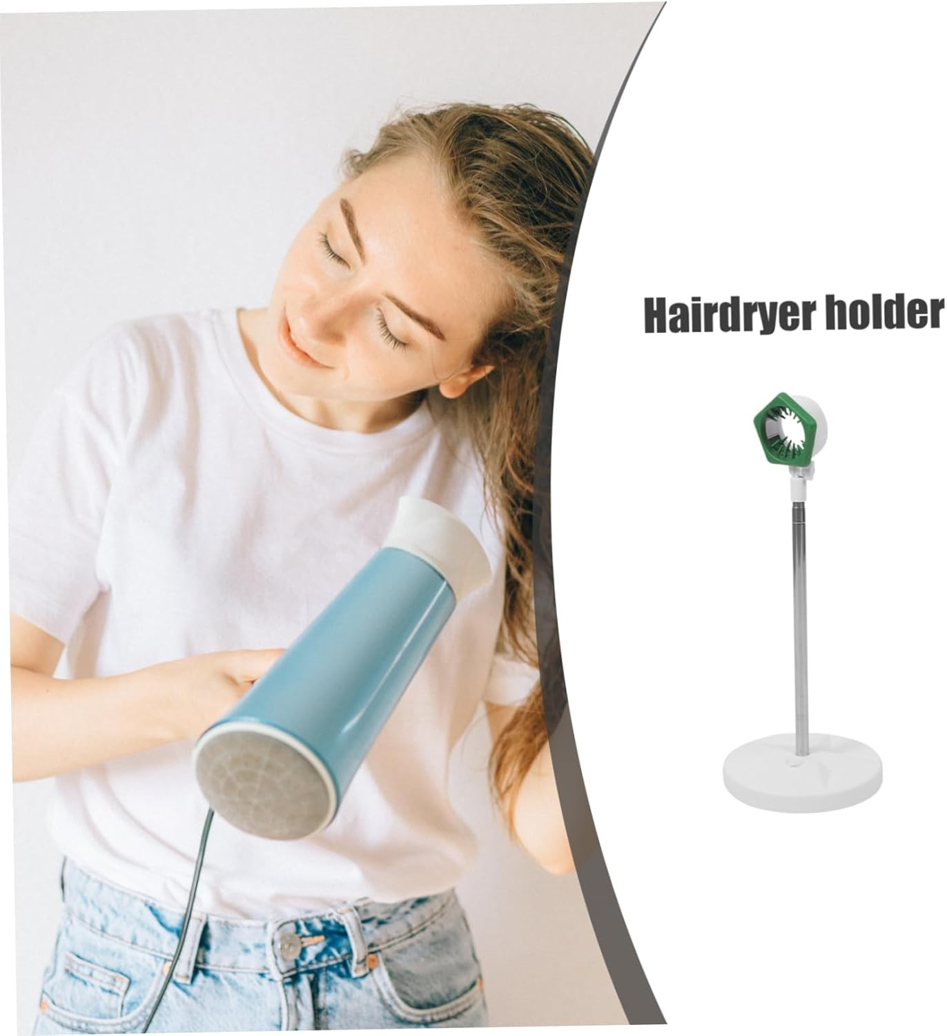 IWOWHERO Hair Dryer Stand Holder Hands-Free Adjustable Height 50-106Cm Lazy Blow Dryer Rack for Home Use Space-Saving Design Base image number 2