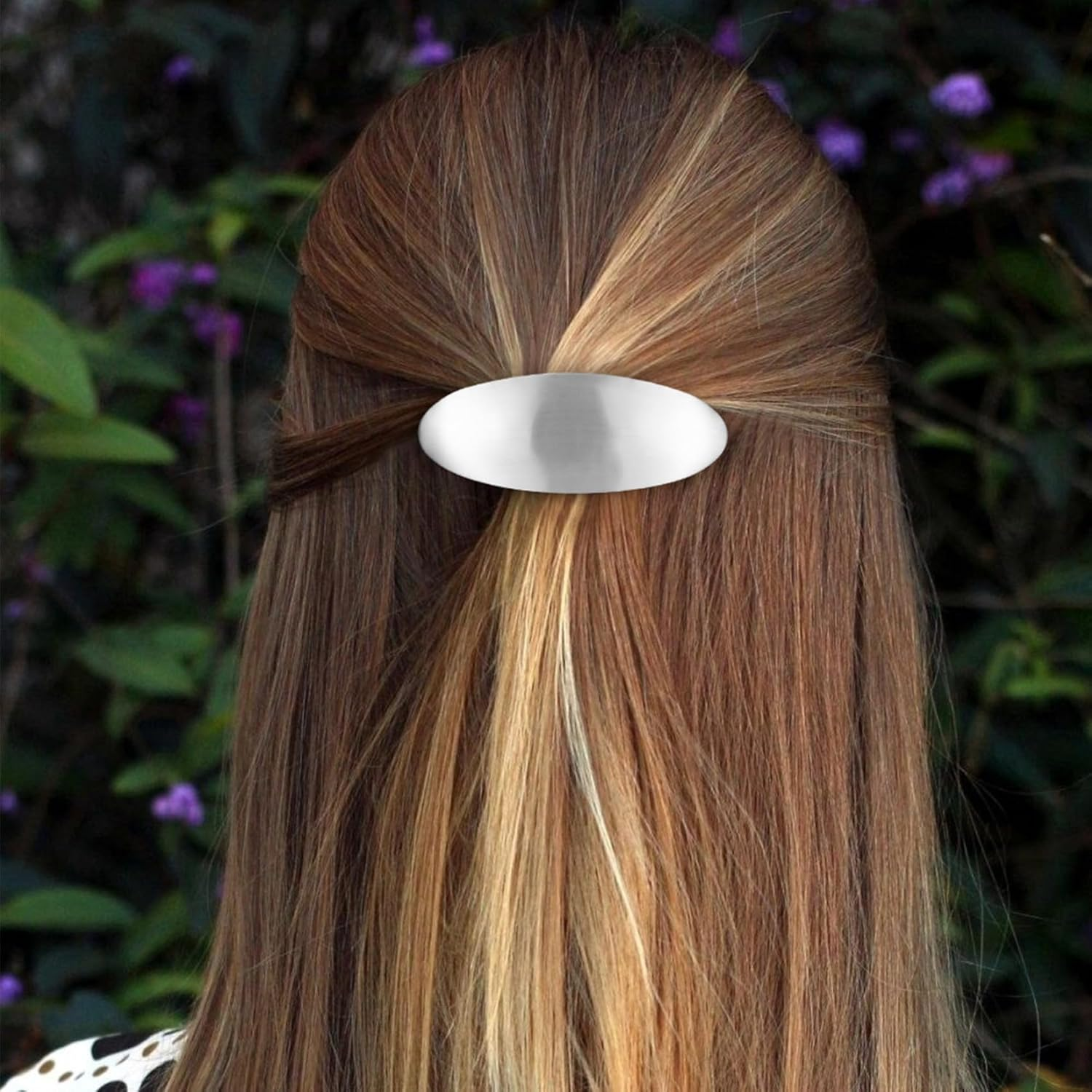 3Inch Oval Hair Barrette Vintage Metal Large Hair Clip Silver French Wedding Prom Formal Hair Accessories for Women Girls Long Thick Hair image number 1