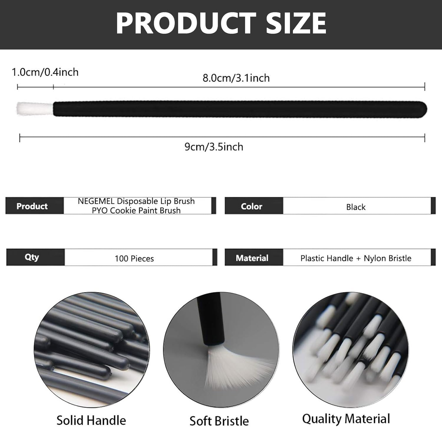 100 Pcs Mini Disposable Fiber Lip Brushes Makeup Brushes Travel Makeup Brush Beauty Tool for Lip Gloss Nail Polish - Ruibex image number 1