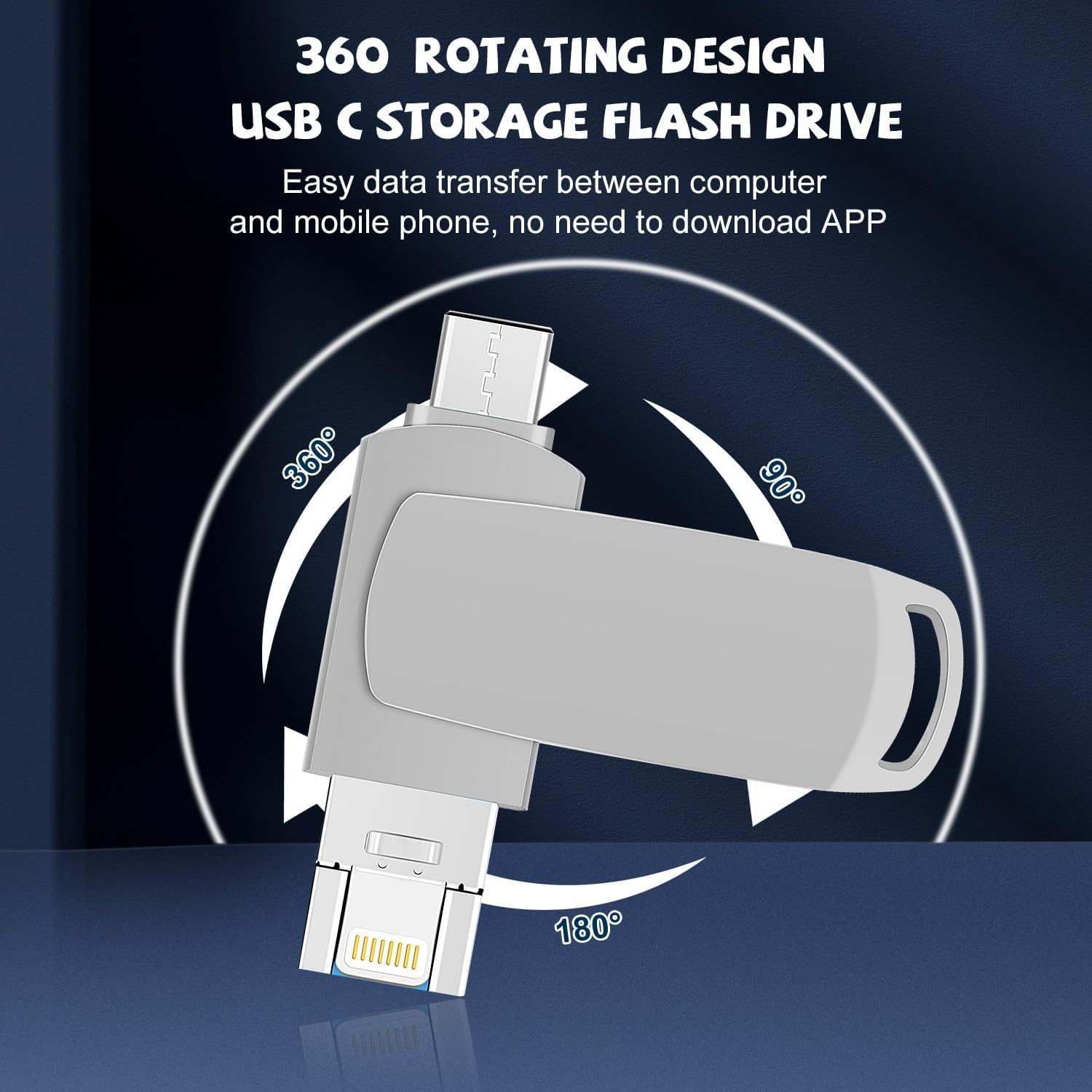 Yakiter 3 in 1 USB Flash Drive, Dual Drive, Fast Speed Flash Stick Memory Stick External Storage Compatible for Iphone/Pc/Ipad/More Device