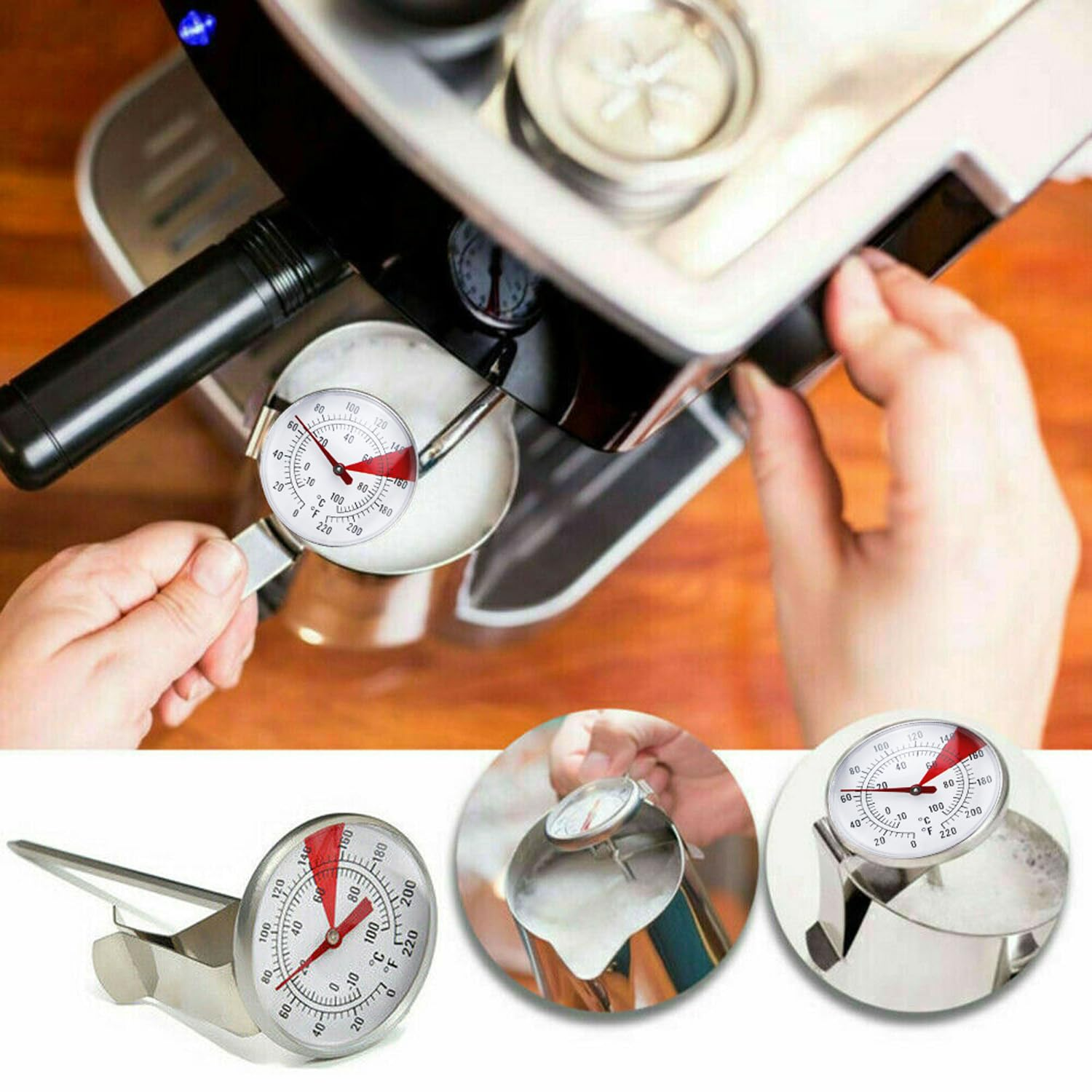 Milk Coffee Probe Thermometer Maker Temperature Pan Clip Stainless image number 4