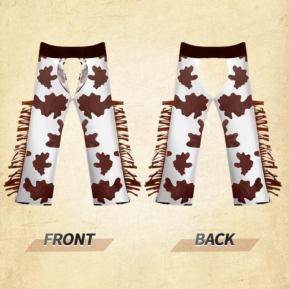 AUTOWT Adult Cowboy Costume, Western Cowboys Men Outfits with Sleeveless Vest, Hat, Neck Scarf One Size for Cosplay Halloween Party Favor Carnival Festival image number 1