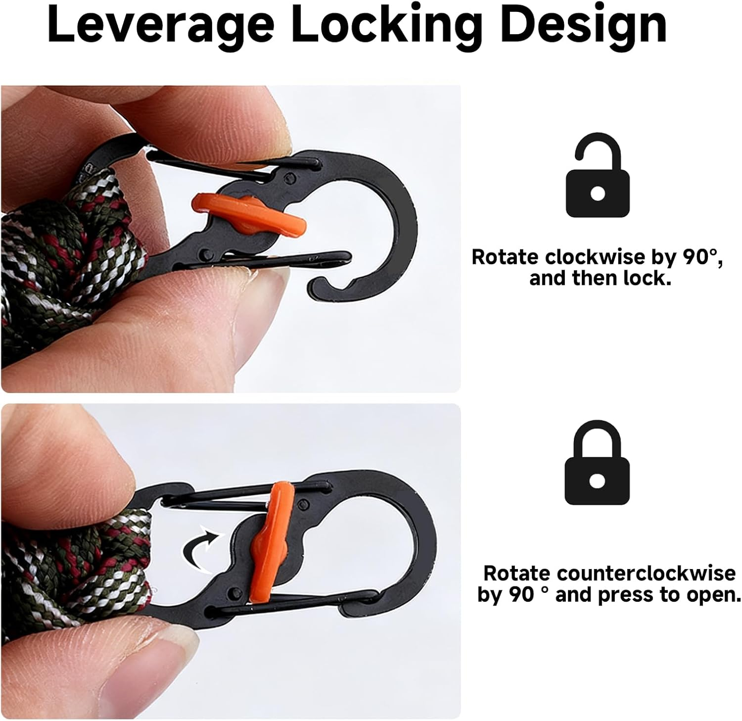 6 Pcs Mini Stainless Steel Carabiner Clip with Secure Lock, Premium Zipper Pull anti Theft Clip for Backpack Luggage and Keys, Compact Multi Purpose Keychain for Outdoor Travel Hiking Camping image number 4