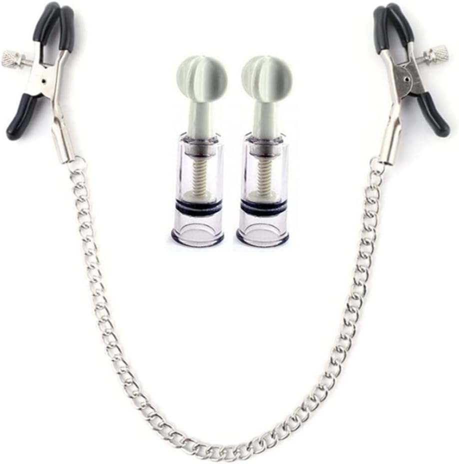Nipple Clips Clamps and Nipple Suckers for Women/Men Adjustable Pressure Breast Clamps Stainless Steel Non Piercing Nipple Rings Decorative Clip for Pleasure Toys (Black) image number 1