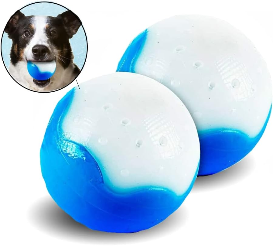 [2PCE] Pet Basic Original Dog Toy Fill & Freeze Icy Play Ball, Interactive Cooling Toy, Keep Your Pet Entertained and Refreshed, Keep Your Pets Cool during Hot Weather image number 1