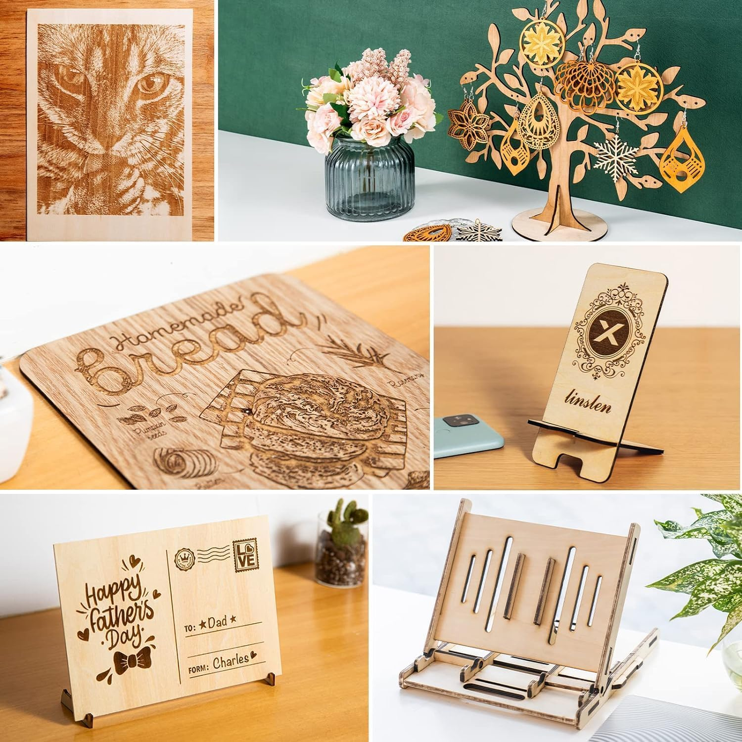 Fiabgum Basswood Sheets for Crafts 300 X 300 X 3Mm Plywood Sheets for Laser Cutting, Wood Burning, Architectural Models, Drawing - 5 Pack Bass Wood image number 5