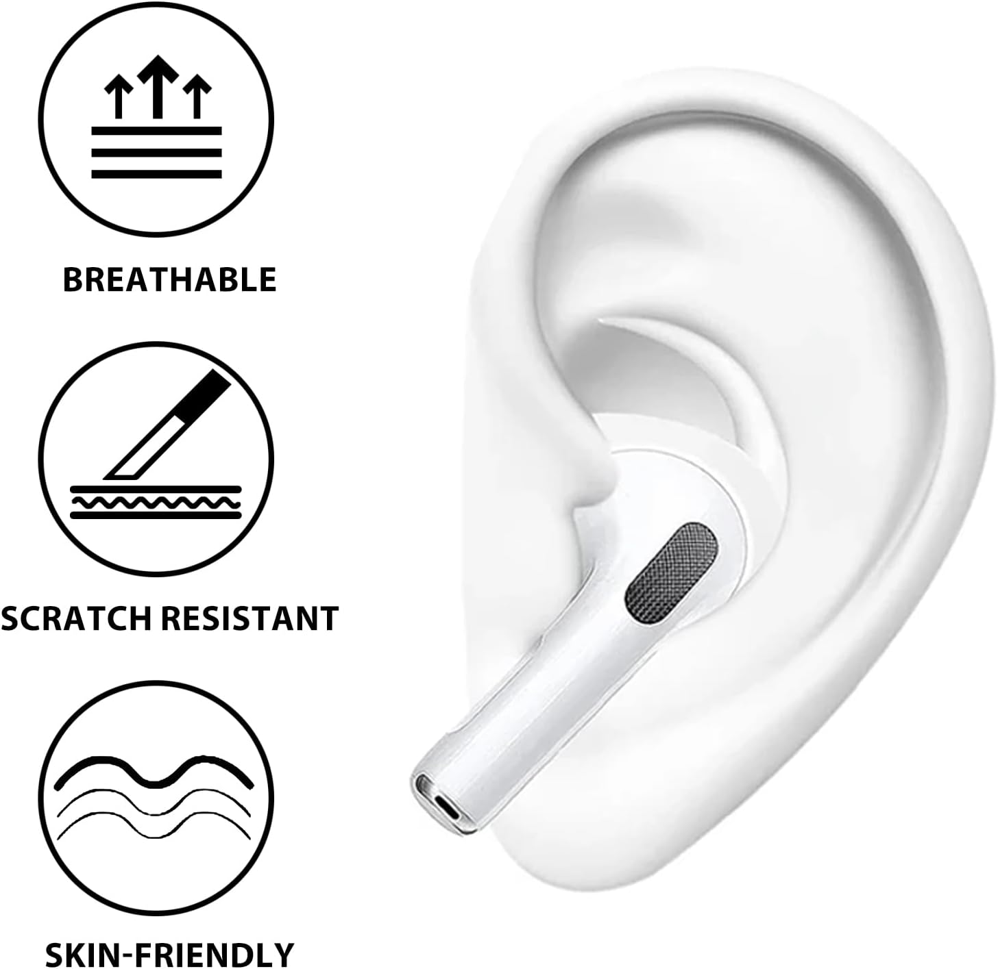 Ear Hooks for Airpods 4 (2024) [Added Storage Pouch] 4 Pairs Anti-Slip Ear Covers Silicone Accessories Compatible with Airpods 4Th Generation(White) image number 2
