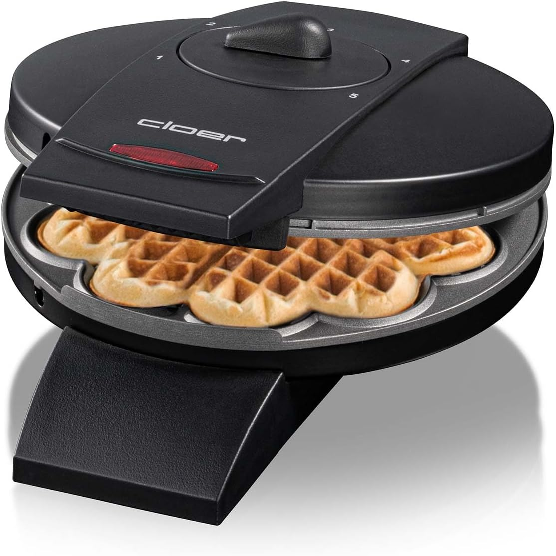 Cloer 1620 Waffle Iron for Classic Heart Wafers, 930 W, Waffle Size 15.5 Cm, Continuously Selectable Browning Degree, Black image number 4