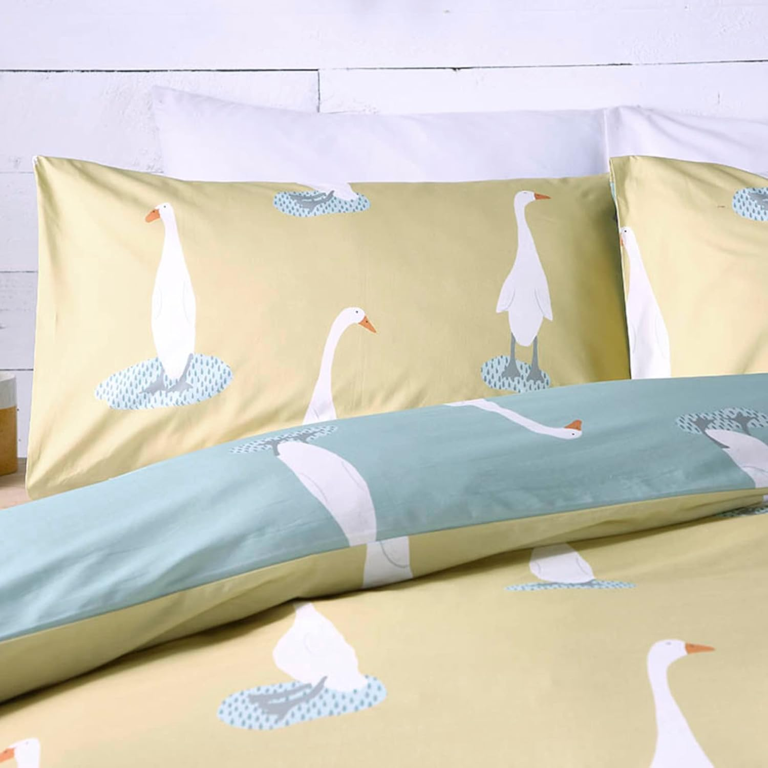 Fusion - Puddles the Duck - Reversible Duvet Cover Set - Double Bed Size in Yellow image number 3