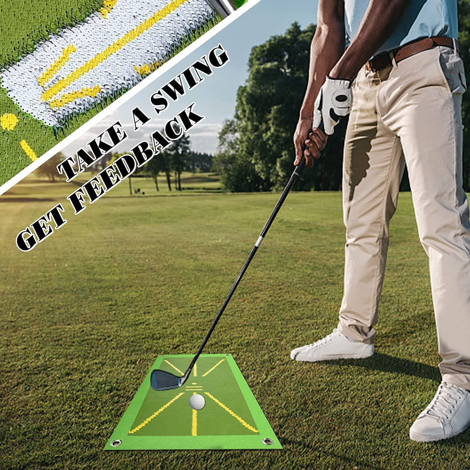Golf Training Mat for Swing Detection Batting Premium Golf Impact Mat Path Feedback Golf Practice Mats Training Aid Equipment Advanced Golf Hitting Mat for Indoor/Outdoor Golf Training image number 2