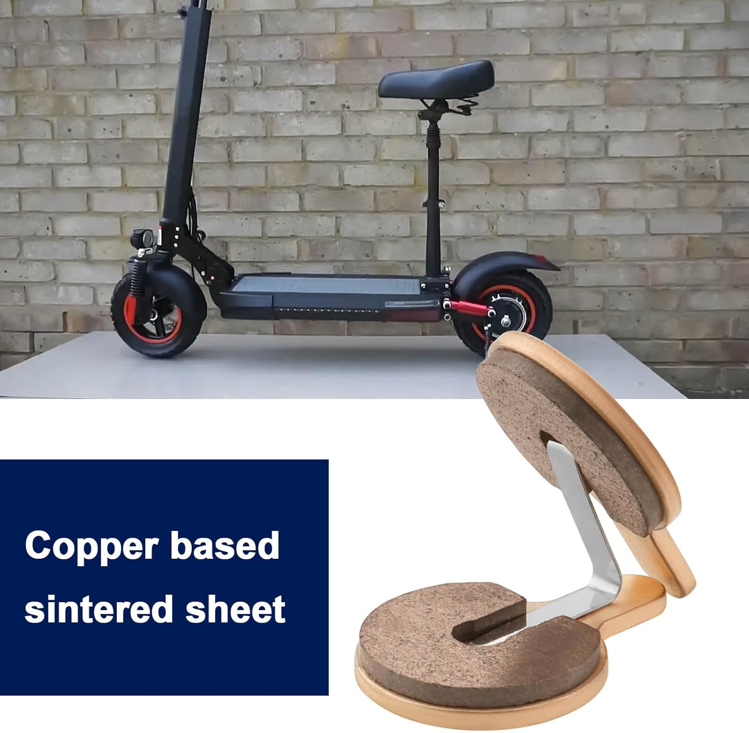 Emsea 2 Pairs Sintered Brake Pads Scooter Disc Brake Pad Compatible with KUGOO G2 Pro Scooter Compatible with Hitway H5 E Scooter, 33.5X22.5X4Mm image number 1