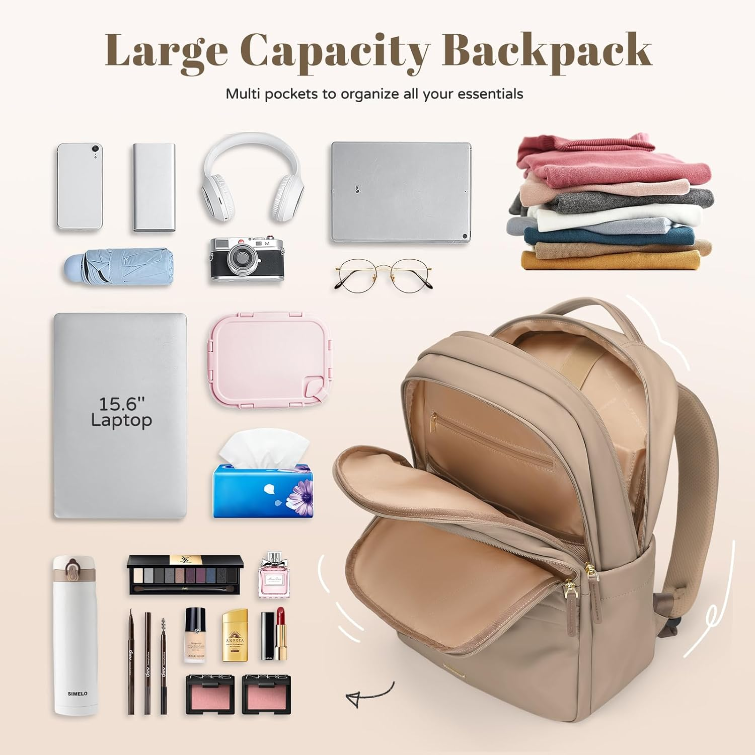 GOLF SUPAGS Multifunctional Laptop Backpack for Work Travel Leisure Business Backpack for Women Fits 15.6 Inch Notebook image number 6