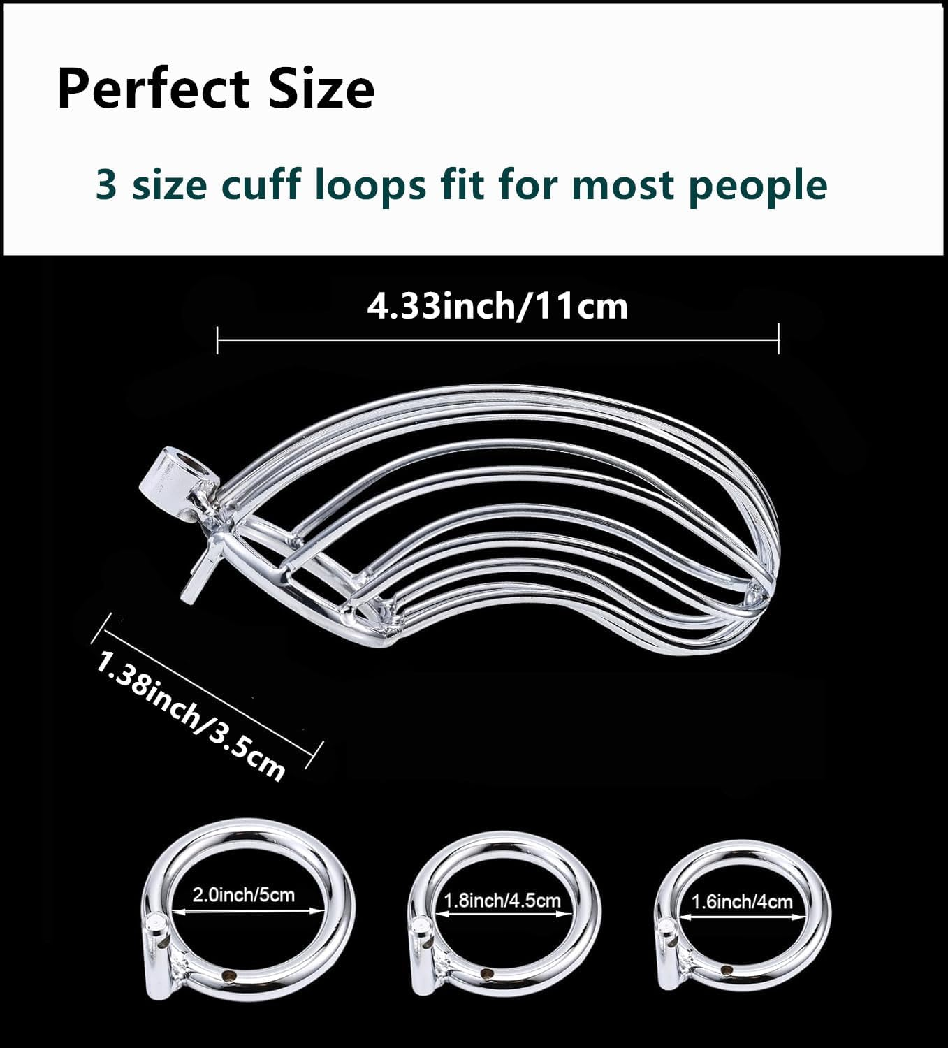 Premium Metal Silver Locked Cage Adult Sex Toy for Men Tainless Steel Metal Male Chastity Device Locked Cage Sex Toy for Men(50Mm Ring) image number 1