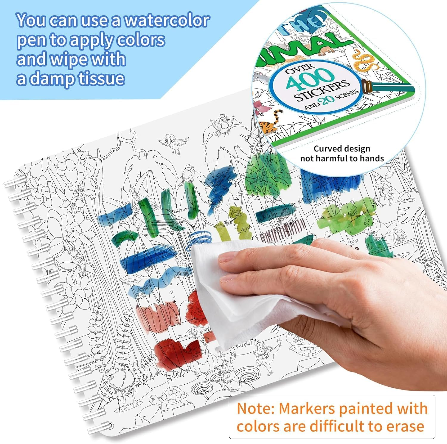 OSIMIG Find the Animal Sticker Books, Sticker Books for Kids, Include 20 Hidden Theme, Sticker Activity Books for Toddlers, Kids Educational Toys