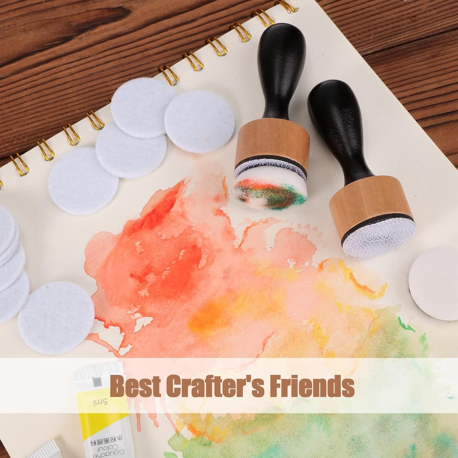 54 Pieces Alcohol Ink Blower Applicator Tool Set, Include round Blending Tool Ranger Mini Blending Tool Air Blower Mini Ink Blower Felts Replacement Foams for Card Making Embossing Painting Rendering image number 3