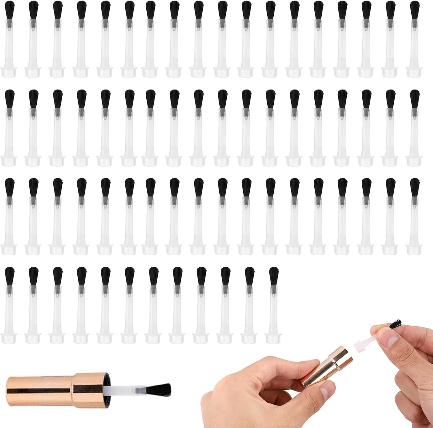 Tavvke 66 Piece Nail Polish Replacement Brushes, with Caps and Storage Box, Soft Bristle Dipping Powder & Gel Liquid Brush Heads for Salon image number 5