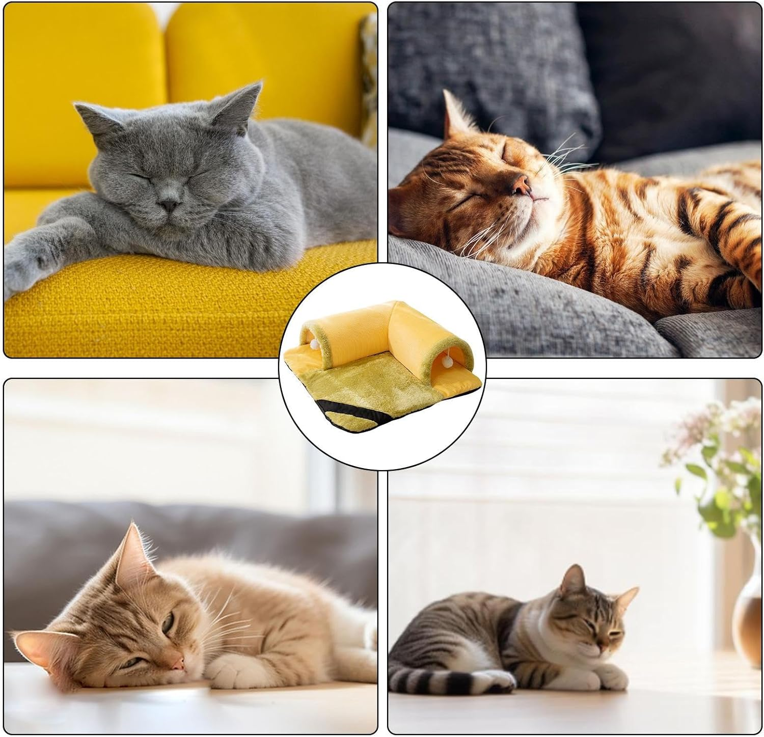 Hideaway Cat Tunnel, Enrichment Tunnel Bed, Fluffy Cat Nest, Washable Pet Play Space, Multi-Pet Tunnel Bed, Cozy Cat Hideout, Versatile Pet Enrichment, Secure Feline Retreat/90 image number 1