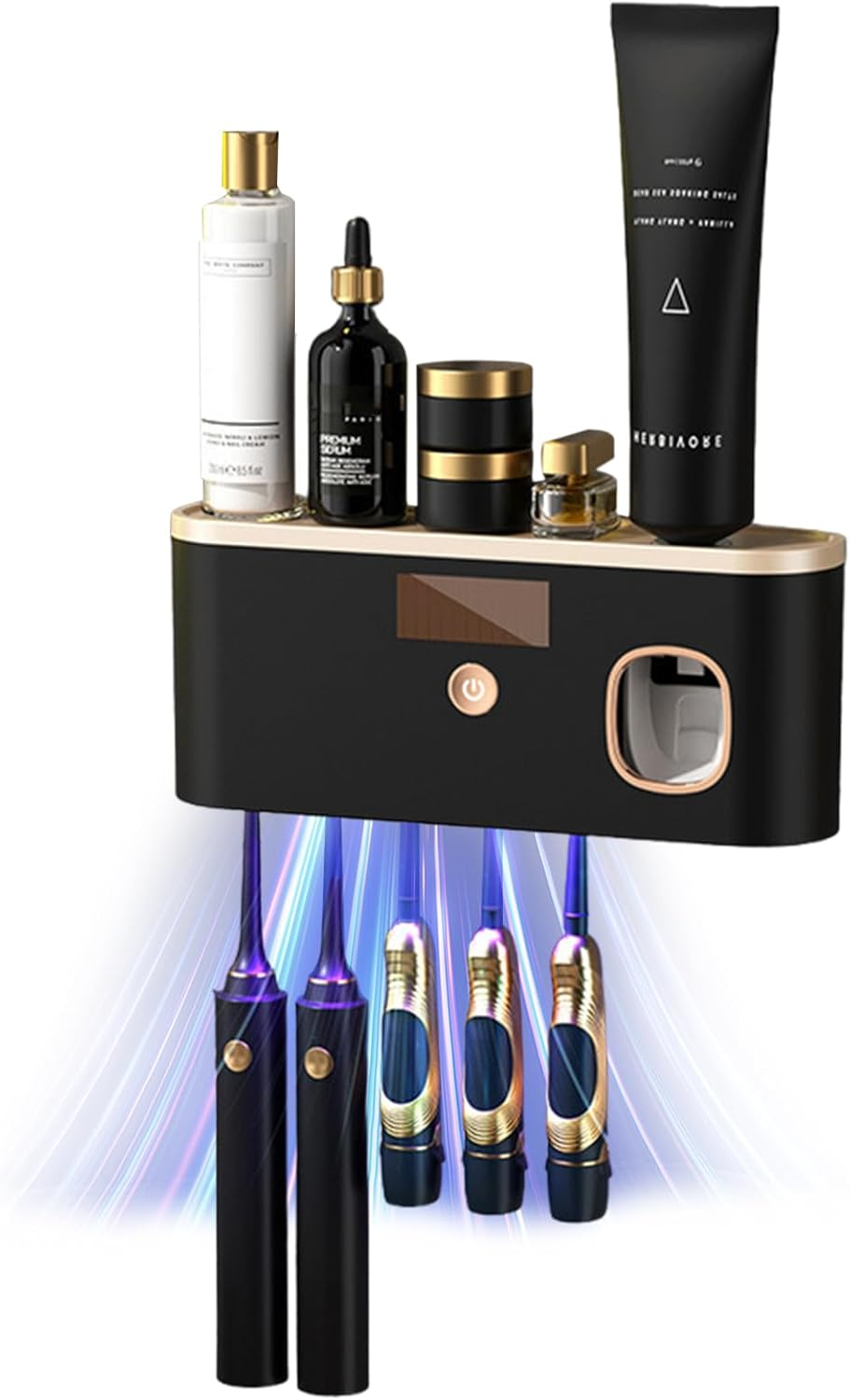 Toothbrush Cleaner & Holder, Wall Mounted Tooth Brushing Holder with Toothpaste Dispenser, Cleaning and Air Drying, Rechargeable UV Toothbrush Holder for Bathrooms image number 2