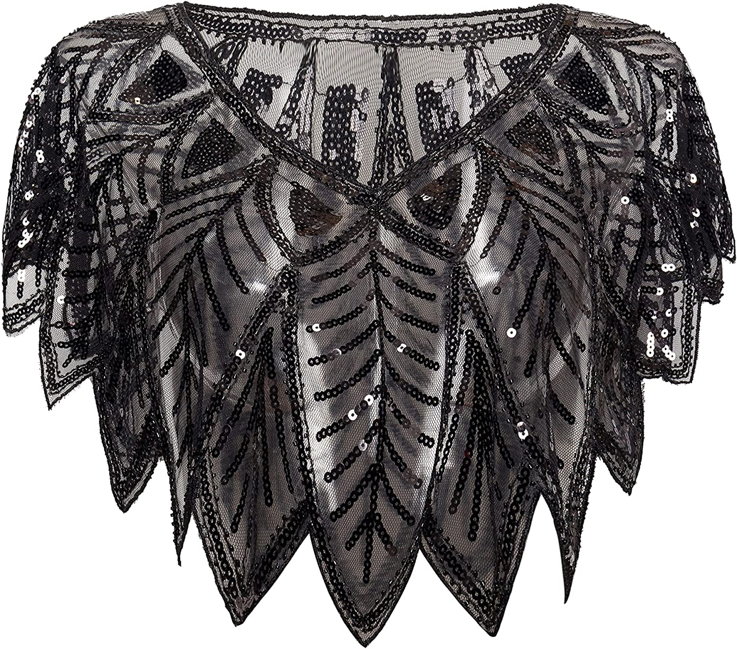 BABEYOND 1920S Shawl Wraps Sequin Beaded Evening Cape Bridal Shawl