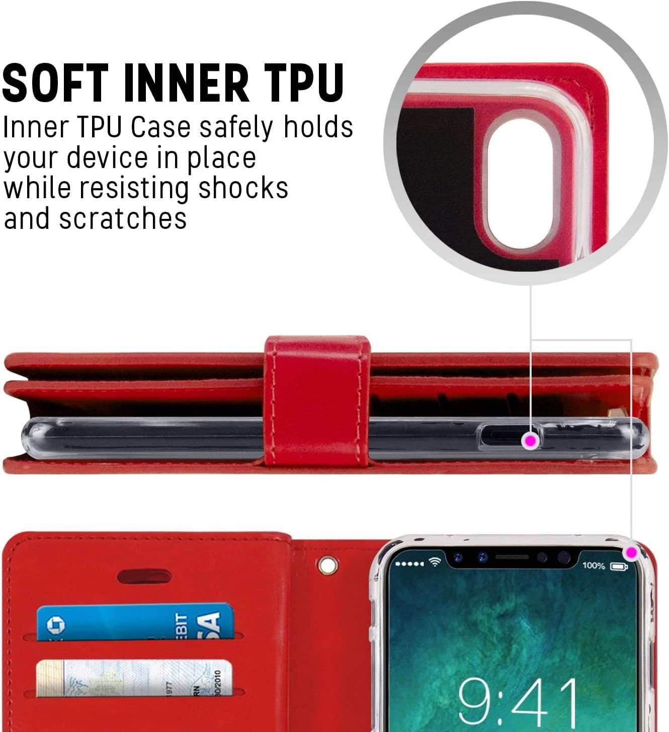 Iphone Mercury Goospery Mansoor Diary Flip Case Wallet Cover image number 2