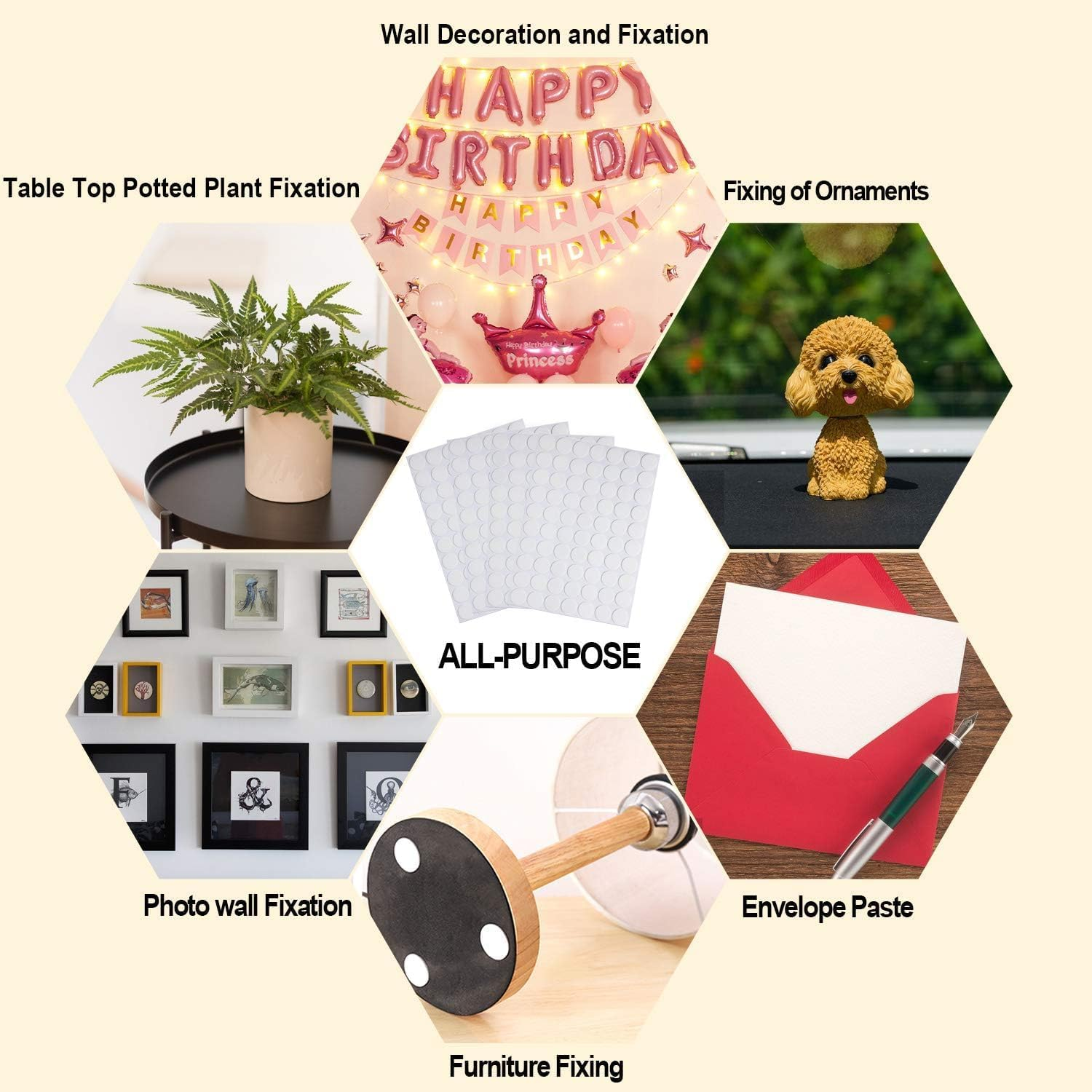 210Pcs Dot Stickers Glue Dots Transparent Sticky Dots Nano Double Sided Tape Mounting Putty Poster Sticky Tape for Hanging Pictures Poster Art Photography Party Decoration Wedding Birthday